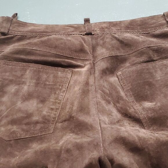 Women's suede pants, by think tank. Y2K  Completely lined. Size 6. Brownish gray - Picture 5 of 10